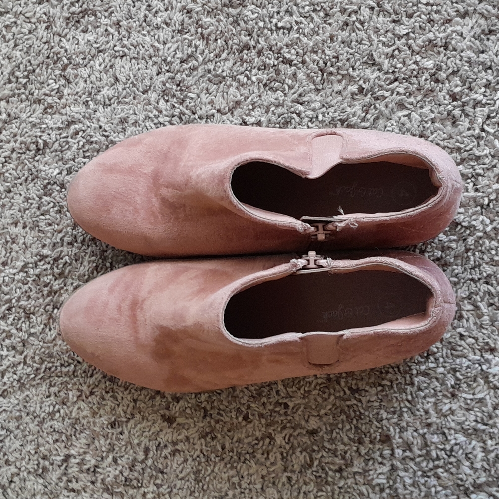 Pink heeled boots